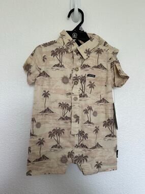 Volcom Tropical Vacation Romper and Bucket Hat Set - 6/9M